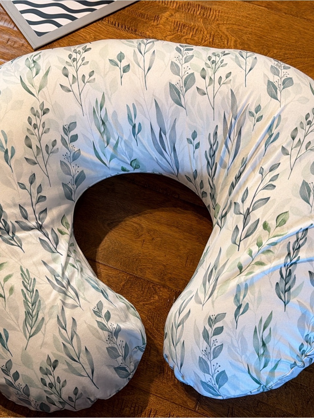 Boppy Nursing Pillow with Green Leaf Pattern